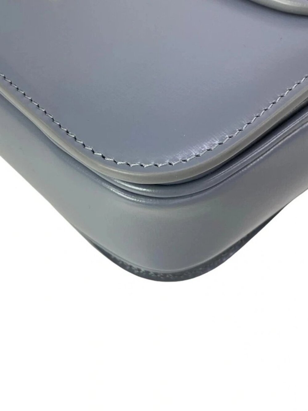 CELINE Triomphe Medium - Blue Gray Shiny Calfskin Shoulder Bag - Picture 12 of 16